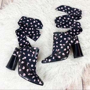 3.1 Phillip Lim Black and Pink Floral Heels